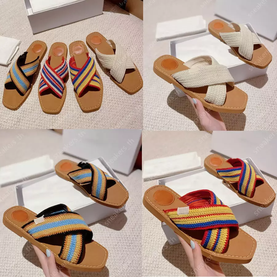 Designers Sandals Crochet Flat Slipper Slides Sandal Flip Flops Women Woody Slippers Cross Strap Rainbow Braided Ladies Summer Slide Holiday, Color1
Designers Sandals Crochet Flat Slipper Slides Sandal Flip Flops Women Woody Slippers Cross Strap Rainbow Braided Ladies Summer Slide Holiday, Color1