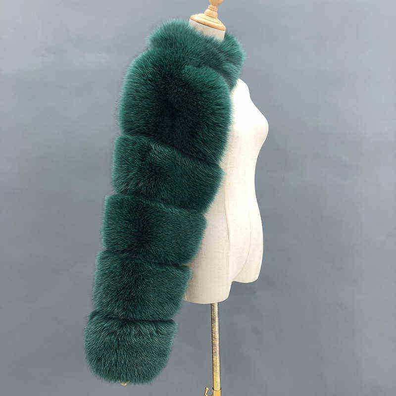 2021 new fashion fox fur coat women sleeve luxury single sleeve Y1228