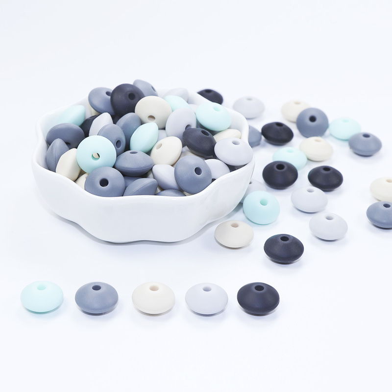 Joepada 300Pcs/lot 12mm Silicone Teething Beads Lentils Abacus Teethers Bead for DIY Baby Pacifier Chain Food Grade Baby Teether 220507