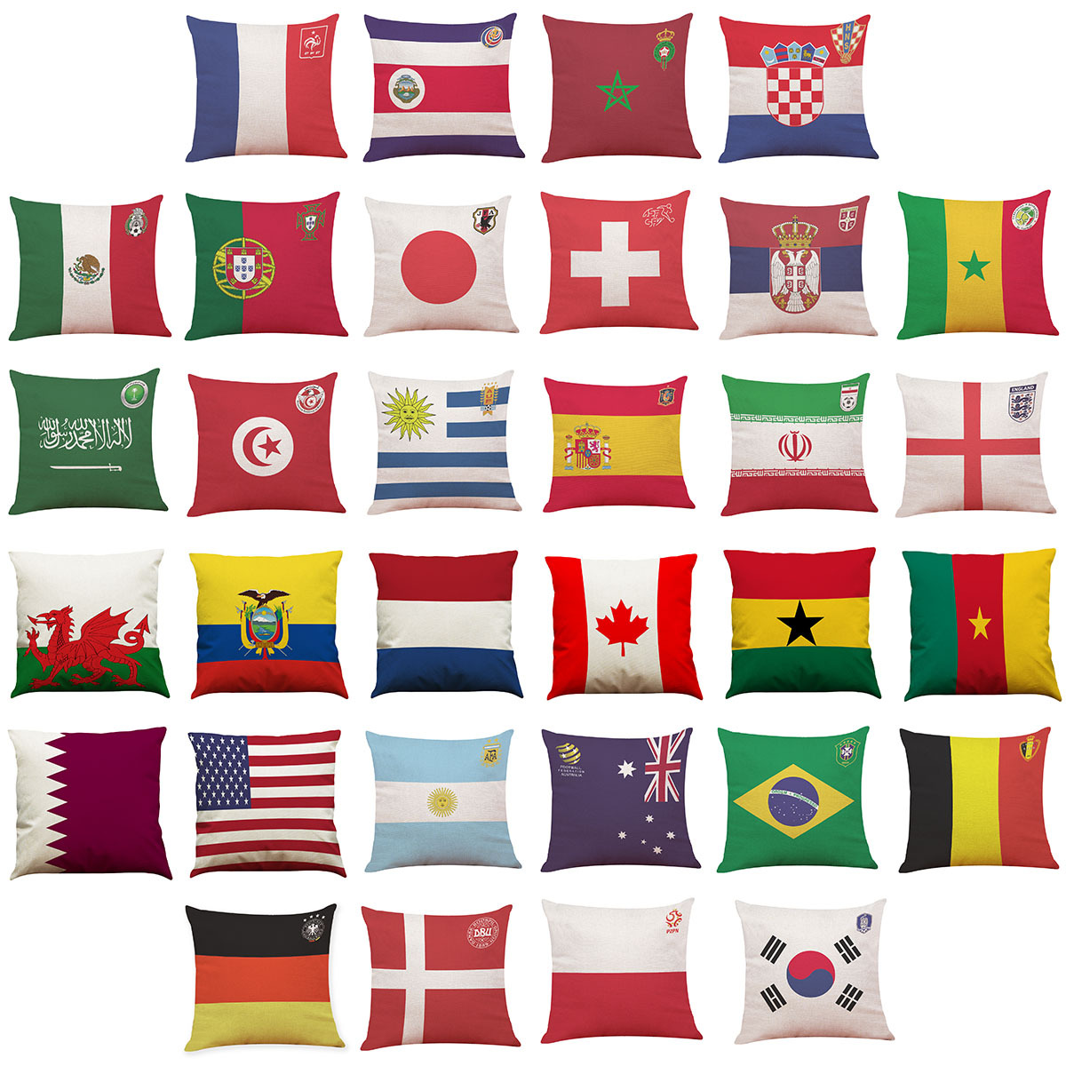 2022 Qatar World Cup Soccer Pillowcase 32 Countries Design Pillow Cases Cushion Cover for Fans Home Decoration 45x45cm, Linen pillowcase
2022 Qatar World Cup Soccer Pillowcase 32 Countries Design Pillow Cases Cushion Cover for Fans Home Decoration 45x45cm, Linen pillowcase