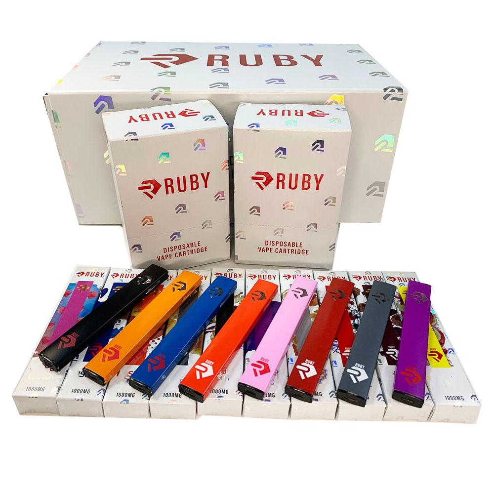 Ruby Disposable Vape Pens 280mah Rechargeable Battery 1.0ml Empty Vaporizer Pods Ceramic Coil Cartridges E cigarettes carts with packaging 10 colour
Ruby Disposable Vape Pens 280mah Rechargeable Battery 1.0ml Empty Vaporizer Pods Ceramic Coil Cartridges E cigarettes carts with packaging 10 colour