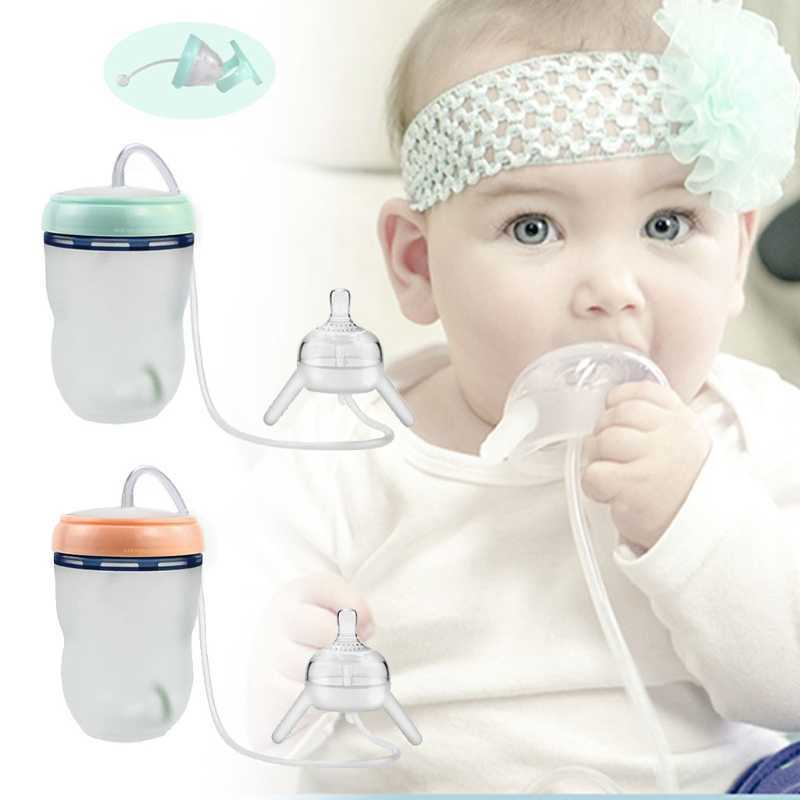 Baby feeding Bottle Long straw Hands-free bottle Multifunctional Baby Bottle Kids Milk Cup Silicone Sippy NO BPA 211023