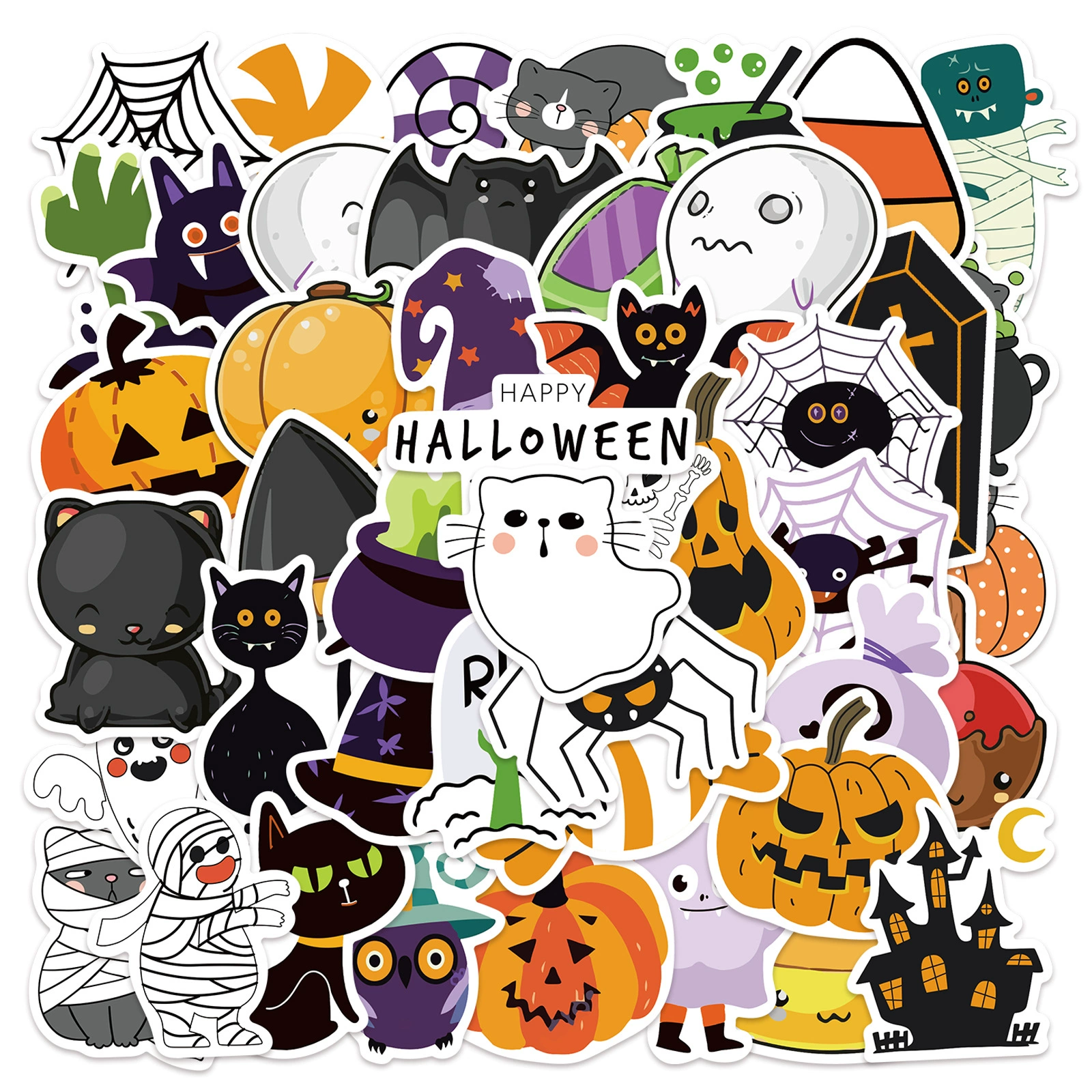 50PCS Halloween Decoration DIY Stickers Pack For Girl Children Boba Bubble Teas Decal Sticker To DIY Stationery Luggage Suitcase Laptop Guitar PC Wate