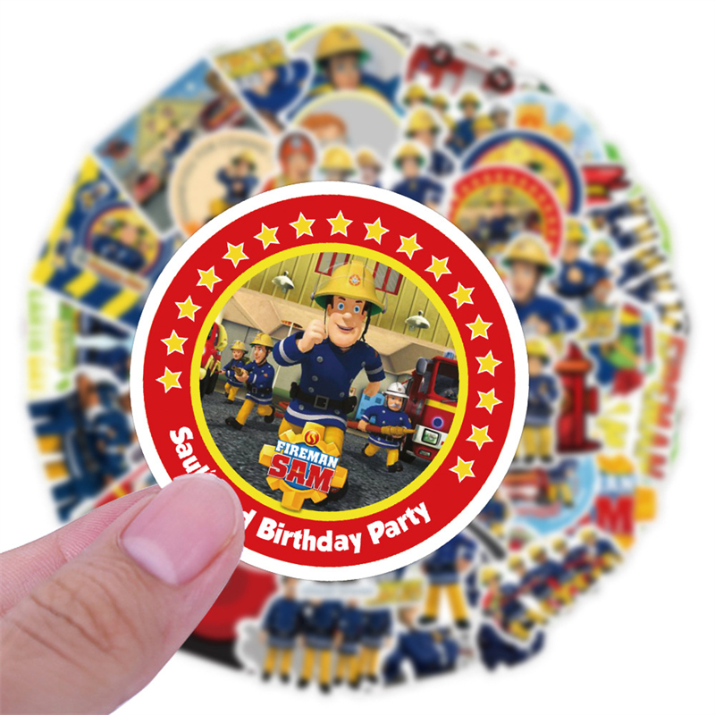 50Pcs Anime Fireman Sam stickers Children safety education animation Graffiti Kids Toy Skateboard car Motorcycle Bicycle Sticker Decals Wholesale