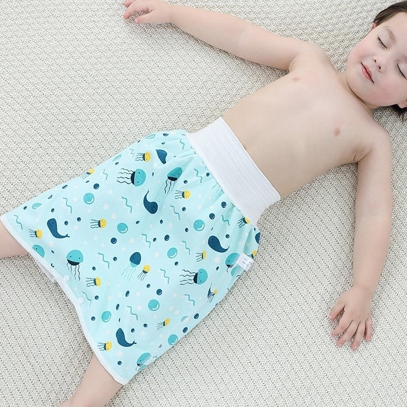 Children Diaper Skirt 2 In 1 Baby Training Pants Absorbent Shorts Nappy Leakage Mat Cover Sleeping Bed Clothes 220512