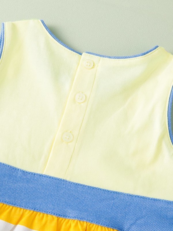 Toddler Girls Bow Front Colorblock Striped Print Dress SHE