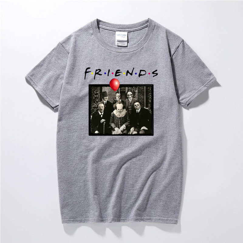 Horror Friends Pennywise Michael Myers Jason Voorhees Halloween Men T-Shirt Top cotton Short sleeve T Shirt Camiseta masculina MX200508