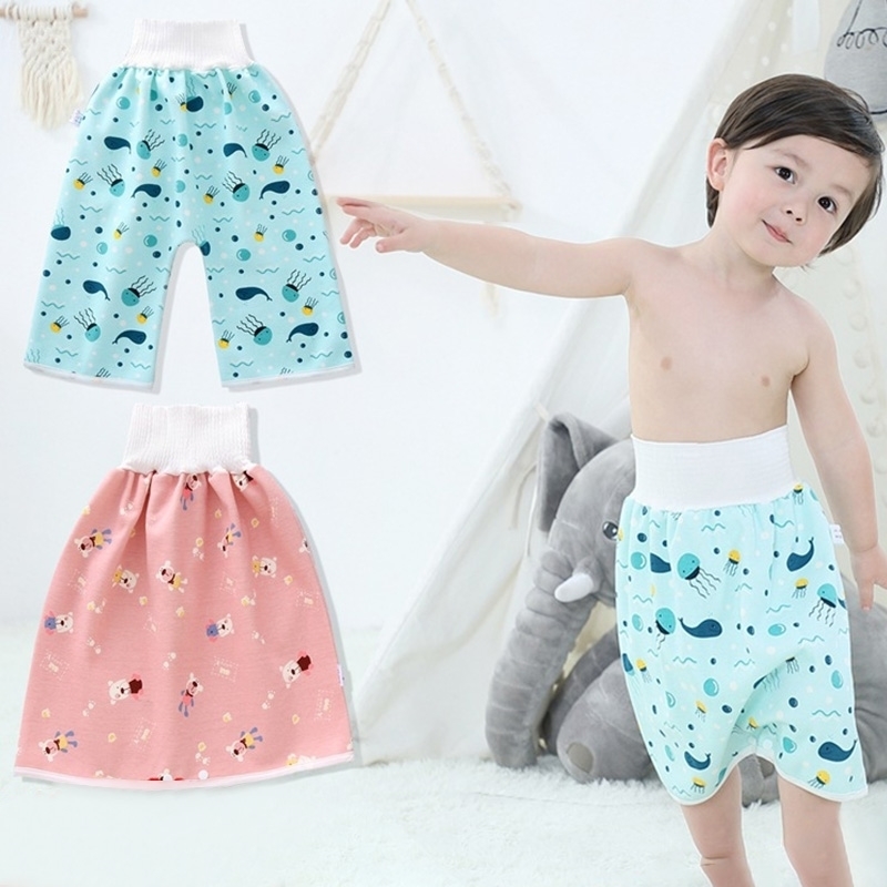 Children Diaper Skirt 2 In 1 Baby Training Pants Absorbent Shorts Nappy Leakage Mat Cover Sleeping Bed Clothes 220512