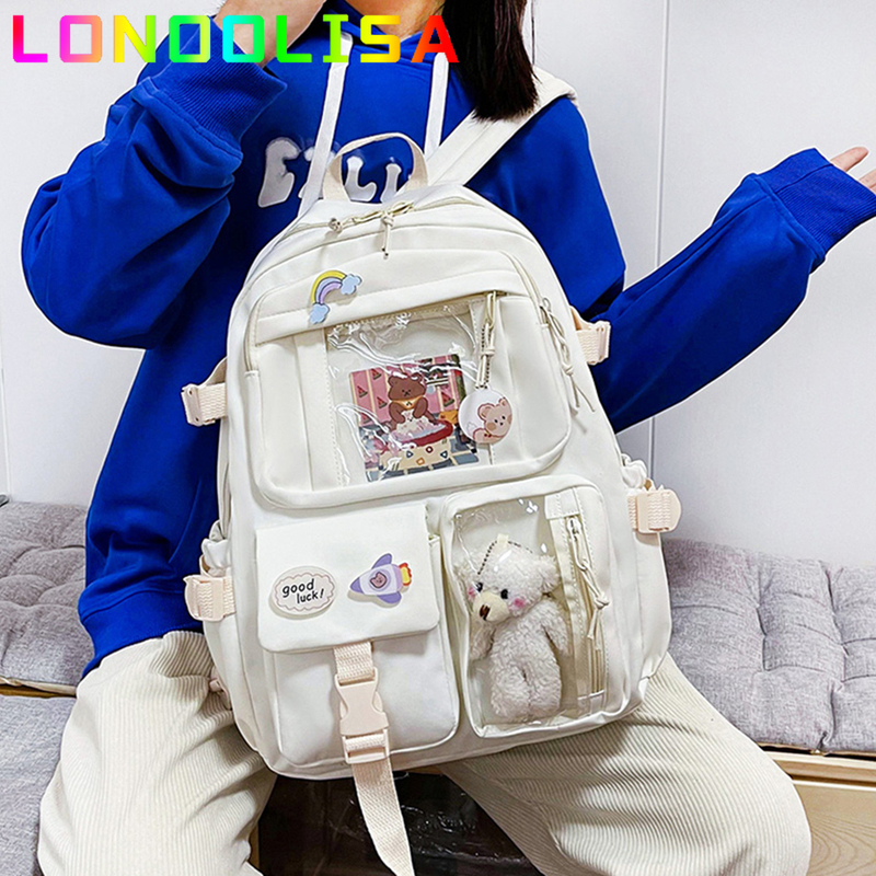 Cute Women Backpack Waterproof MultiPocket Nylon School Bagpacks for Student Female Girls Kawaii Laptop Book Pack Mochilas 220815