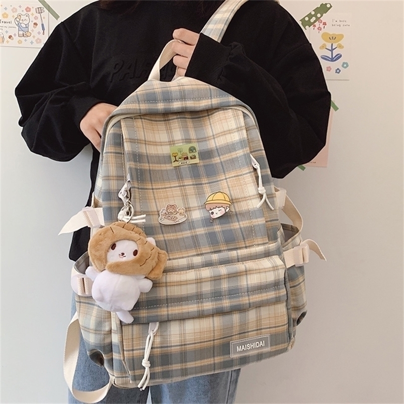 Japanese Plaid Backpack Korean Large capacity Students schoolbag Campus Stripe Style Fashionable girl Travel bag Waterproof 220815, Blue 6936
Japanese Plaid Backpack Korean Large capacity Students schoolbag Campus Stripe Style Fashionable girl Travel bag Waterproof 220815, Blue 6936