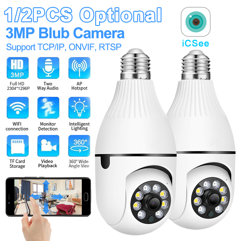 IP Cameras 3MP Wifi Surveillance Bulb Camera Outdoor 4X Digital Zoom AI Human Detect Wireless Monitor H.265 Audio Security CCTV Cam 221018
IP Cameras 3MP Wifi Surveillance Bulb Camera Outdoor 4X Digital Zoom AI Human Detect Wireless Monitor H.265 Audio Security CCTV Cam 221018