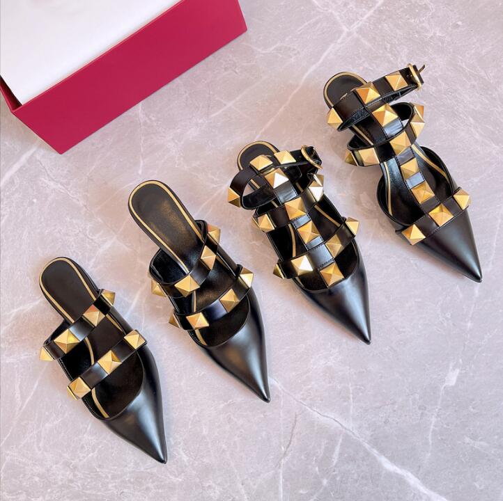 Rivets High Heel Sandals 2023 New Kitten Heel Pointed Head Net Red Wrapped Shallow Mouth Single Shoes Low Heels Strap Flat Slippers with Box, 12
Rivets High Heel Sandals 2023 New Kitten Heel Pointed Head Net Red Wrapped Shallow Mouth Single Shoes Low Heels Strap Flat Slippers with Box, 12