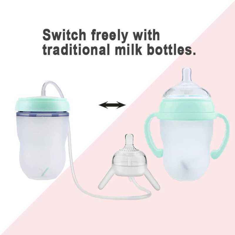Baby feeding Bottle Long straw Hands-free bottle Multifunctional Baby Bottle Kids Milk Cup Silicone Sippy NO BPA 211023