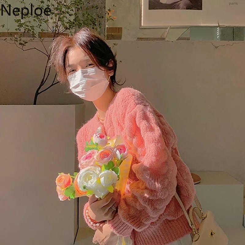 Women's Sweaters Neploe Cropped Sweater Korean Cardigan Crop Top Fashion Sueter Coat Crochet Flower Cardigans Women Knit Pull Femme 221018
