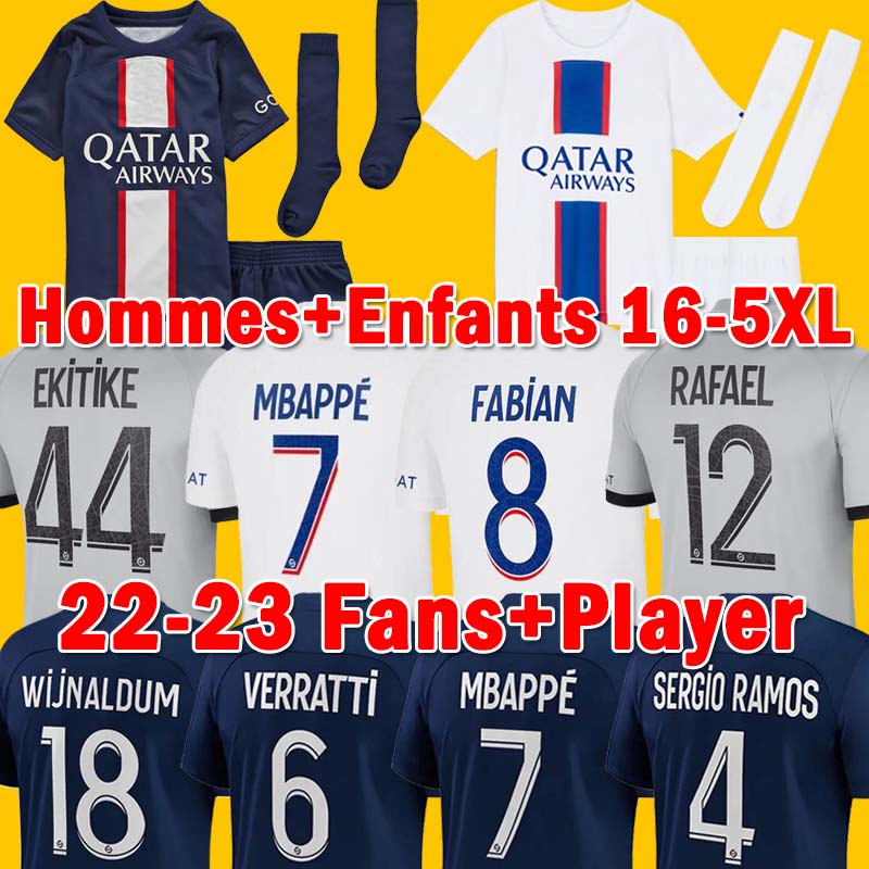 MBAPPE #7 HAKIMI PLAYER #30 PsGs soccer jersey 22 23 SERGIO RAMOS KIMPEMBE VERRATTI WIJNALDUM MARQUINHOS Maillots de football shirt 2022 2023 Fans Player men kids kit, 22-23 third
MBAPPE #7 HAKIMI PLAYER #30 PsGs soccer jersey 22 23 SERGIO RAMOS KIMPEMBE VERRATTI WIJNALDUM MARQUINHOS Maillots de football shirt 2022 2023 Fans Player men kids kit, 22-23 third