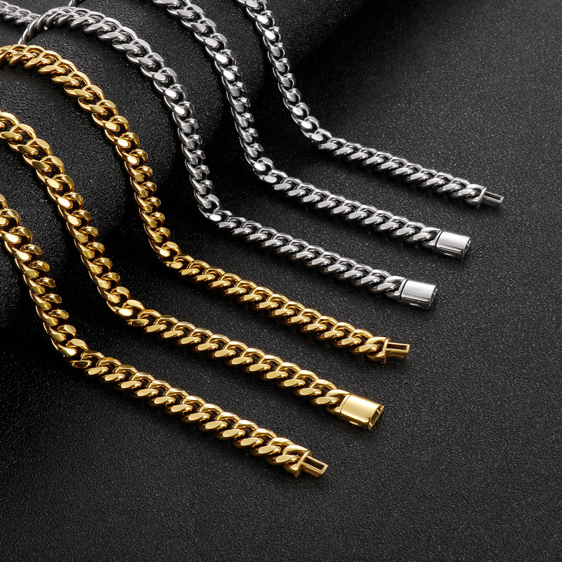 Hip Hop Titanium Steel Cuban Link Chain Bracelets Simple Men Stainless Steel Jewelry
