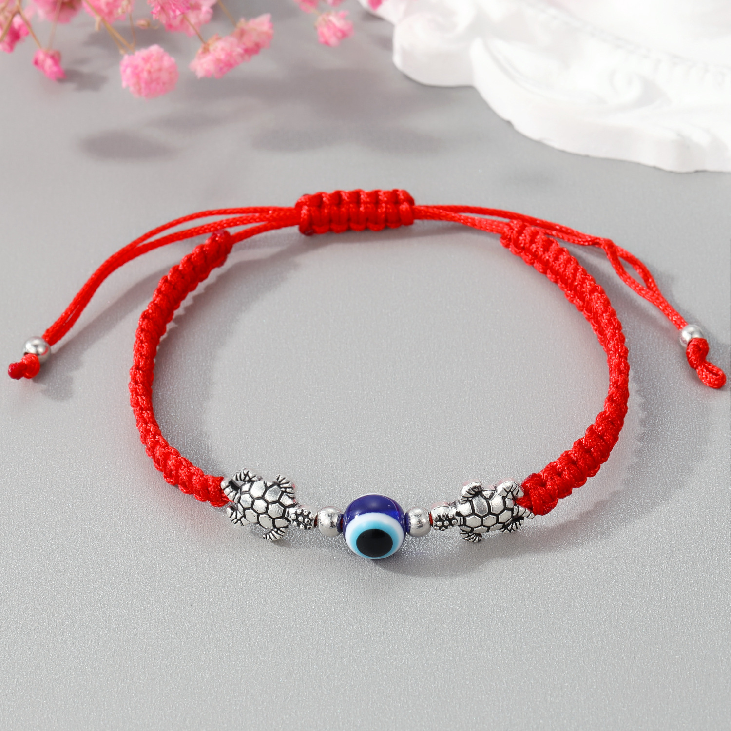 Blue Evil Eye Turtle Bracelets Women Men Lucky Handmade Red Braided String Adjustable Family Friendship Couple Bracelet
