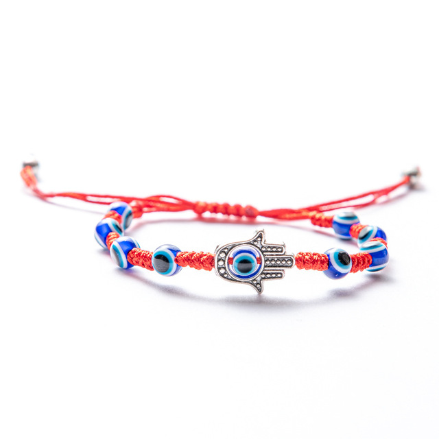 Hamsa Hand Blue Evil Eye Beads Pendant Charm Bracelet Lucky Red Braided Rope Chain Bracelet For Women Men Jewelry