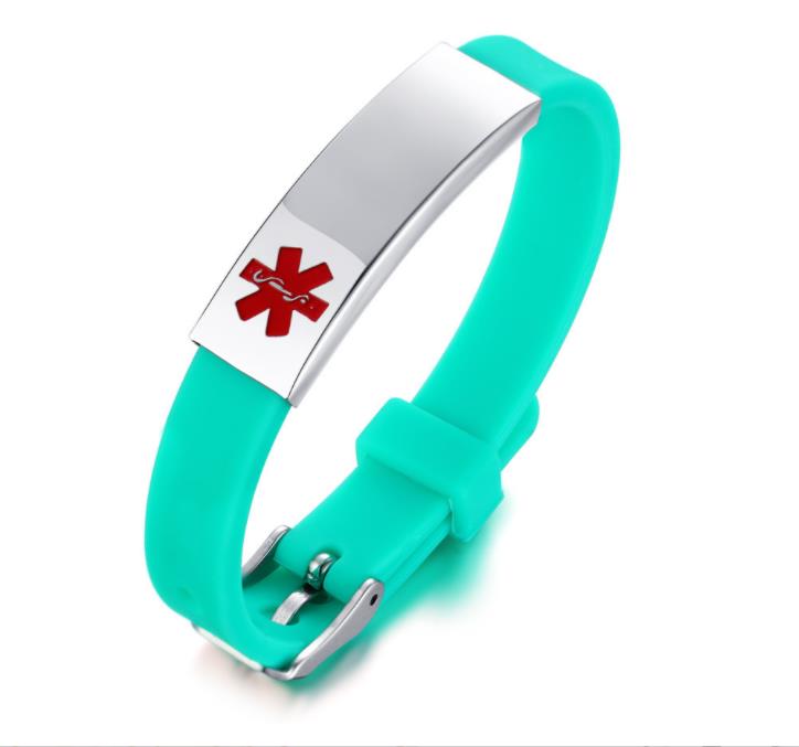 Wholesale Silicone Titanium Steel Bent Medical Charm Bracelet