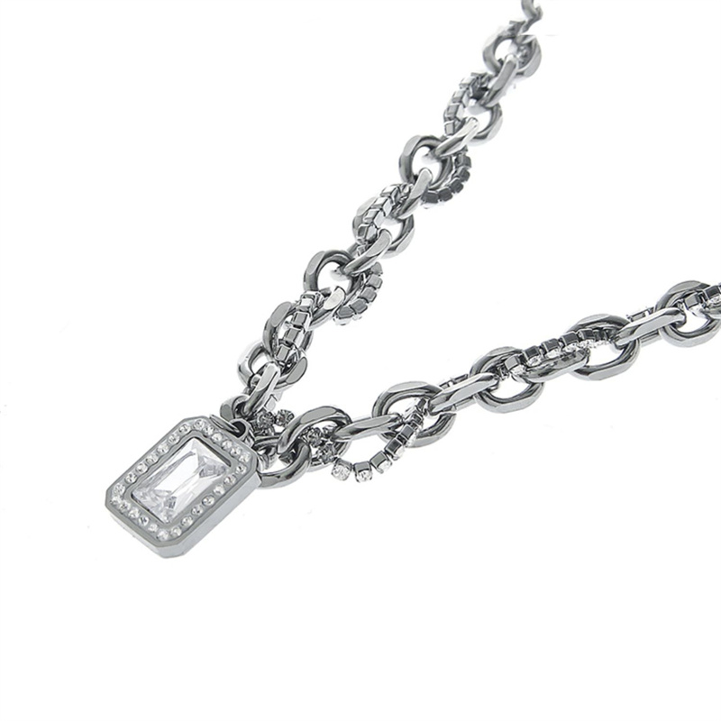 Hip Hop Niche Double-Layered Necklace Inlaid Zircon Tide Brand Men/Women's All-Match Wrapped Clavicle Chain Jewelry Accessories