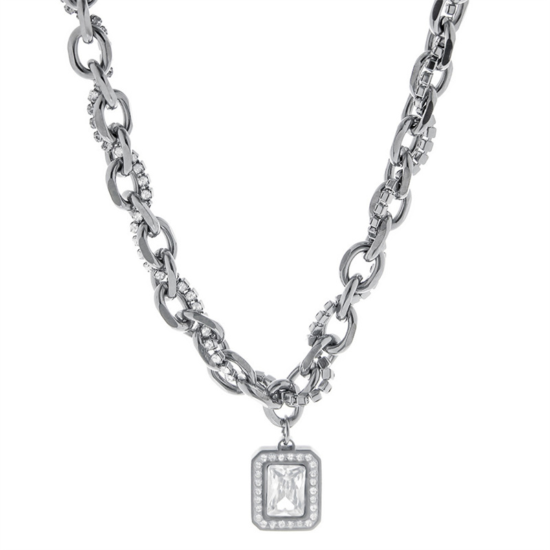 Hip Hop Niche Double-Layered Necklace Inlaid Zircon Tide Brand Men/Women's All-Match Wrapped Clavicle Chain Jewelry Accessories