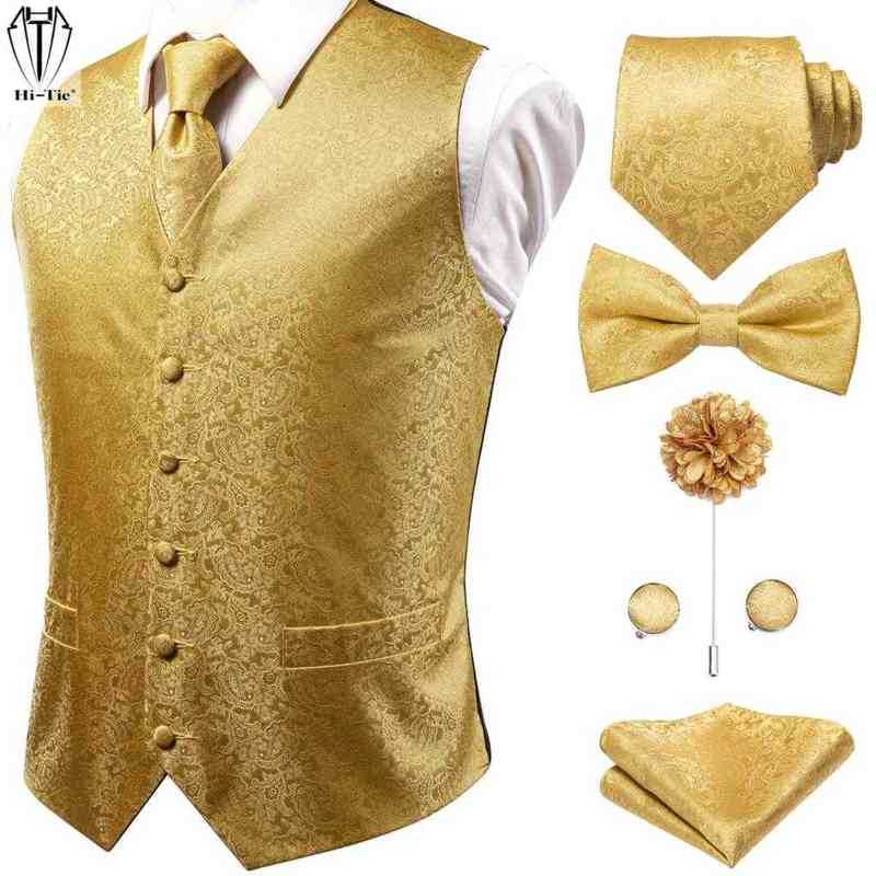 HiTie Silk Mens Vests Jacquard Gold Paisley Vest Tie Bowtie Brooch Hanky Cufflinks Set For Men Suit Wedding Corporate Gift J220811, Multiple
HiTie Silk Mens Vests Jacquard Gold Paisley Vest Tie Bowtie Brooch Hanky Cufflinks Set For Men Suit Wedding Corporate Gift J220811, Multiple