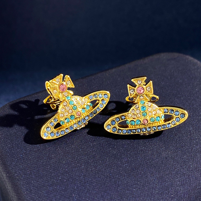 New arrive coloful CZ stud Earring for woman zircon Mosaic claw drilled smooth surface metal shaped stud female Gift