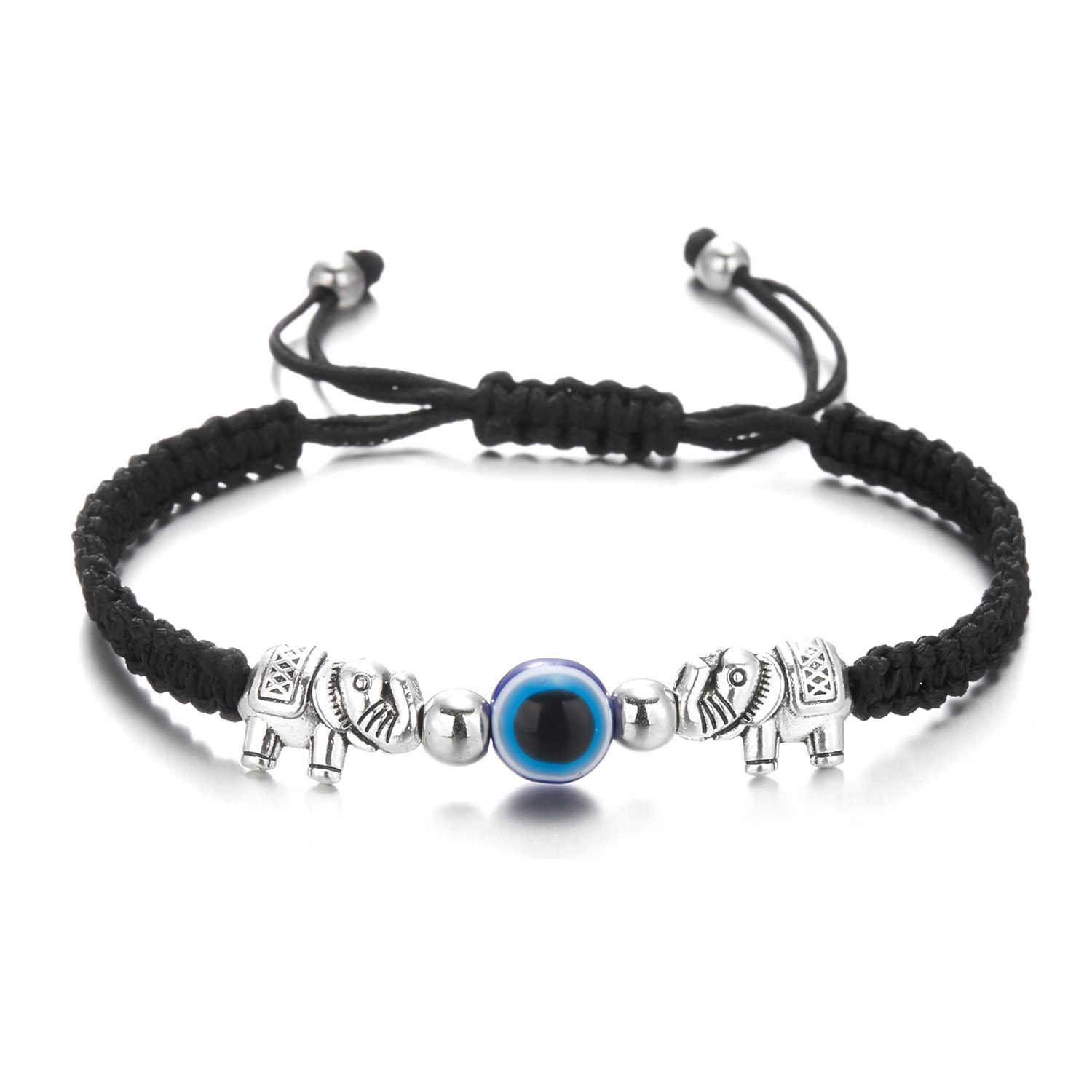 Blue Evil Eye Elephant Bracelets Women Men Lucky Handmade Red Braided String Adjustable Family Friendship Couple Bracelet