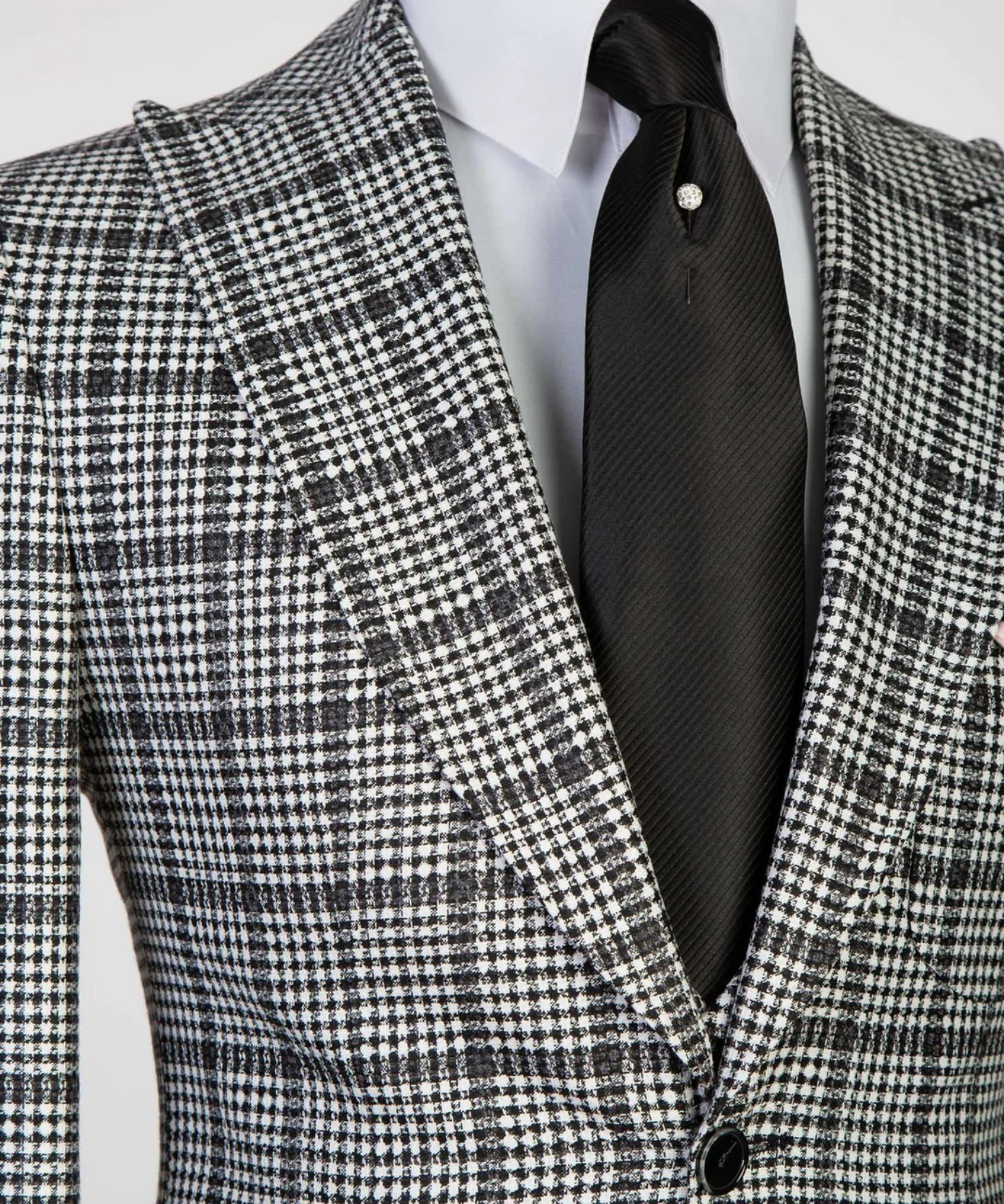 Two Piece Fashion Houndstooth Wedding Tuxedos Men Suits Custom Made Jacket Glen Plaid Polyester Two Button Tuxedos Peaked Lapel Blazer Business Casual