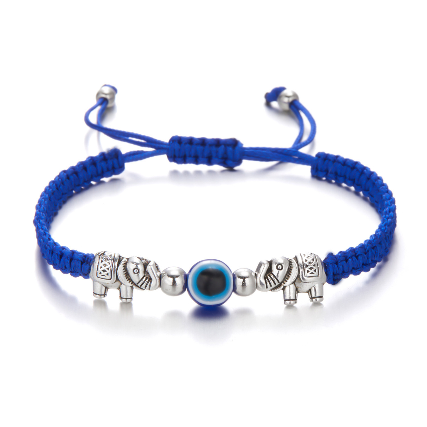 Blue Evil Eye Elephant Bracelets Women Men Lucky Handmade Red Braided String Adjustable Family Friendship Couple Bracelet