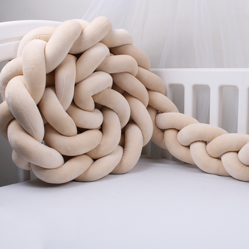 Bed Rails 1-4M Baby Bumper For Cribs Boy Girl side Protector Knotted Braided Pillow Cot Room Decor 221024