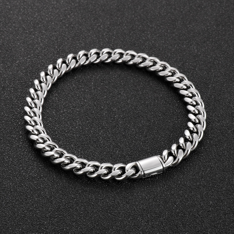 Hip Hop Titanium Steel Cuban Link Chain Bracelets Simple Men Stainless Steel Jewelry