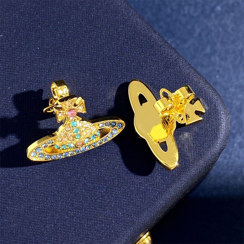 New arrive coloful CZ stud Earring for woman zircon Mosaic claw drilled smooth surface metal shaped stud female Gift