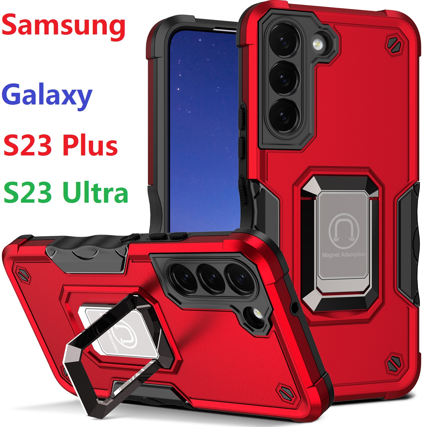Armor Stand Cases For Samsung Galaxy S23 Ultra S22 S23 Plus Case Car Holder Ring Silicon Cover, Red
Armor Stand Cases For Samsung Galaxy S23 Ultra S22 S23 Plus Case Car Holder Ring Silicon Cover, Red
