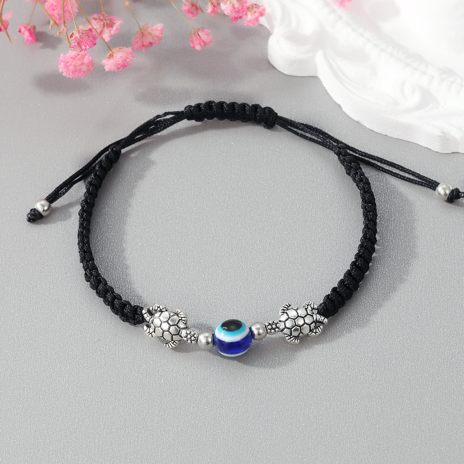 Blue Evil Eye Turtle Bracelets Women Men Lucky Handmade Red Braided String Adjustable Family Friendship Couple Bracelet