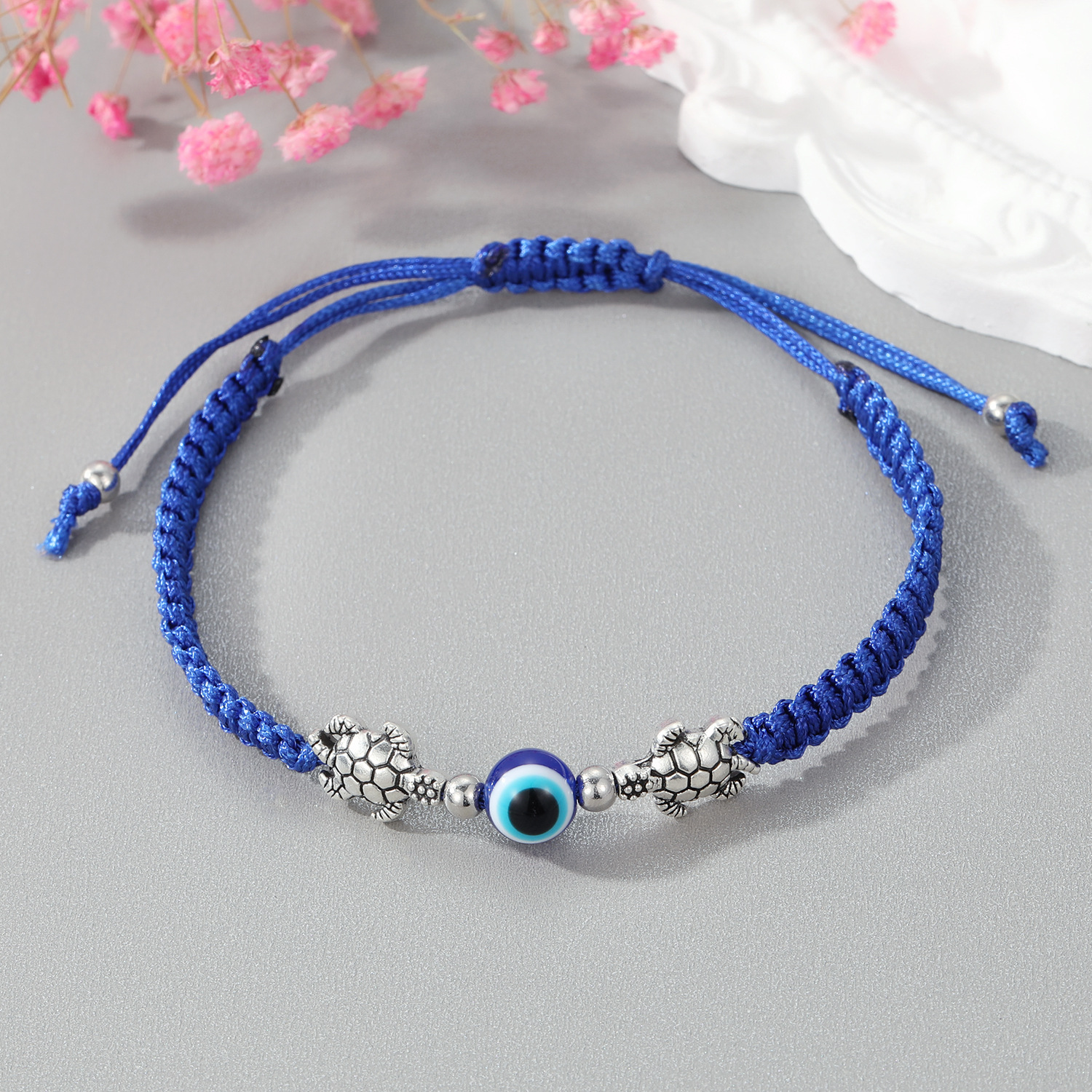 Blue Evil Eye Turtle Bracelets Women Men Lucky Handmade Red Braided String Adjustable Family Friendship Couple Bracelet