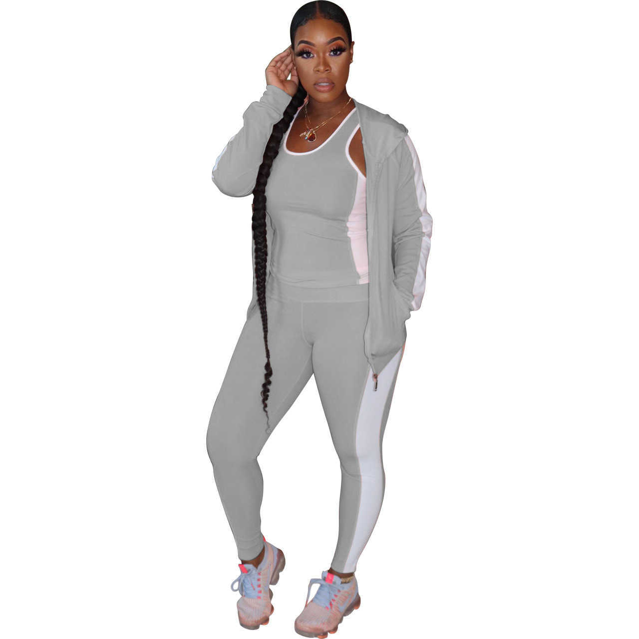 Womens tracksuit Sportswear Pants Tow Pieces Hoodie Legging Outfits Sports fashion casual solid color sports 3 piece suit