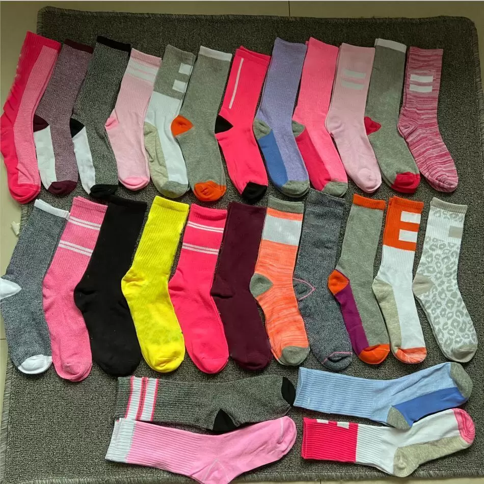 Pink Black Sock Adult Cotton Long Soc Sports Basketball Soccer Teenagers Cheerleader For Girls Women 1023