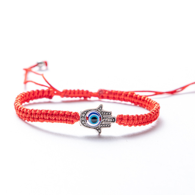 Hamsa Hand Blue Evil Eye Beads Pendant Charm Bracelet Lucky Red Braided Rope Chain Bracelet For Women Men Jewelry