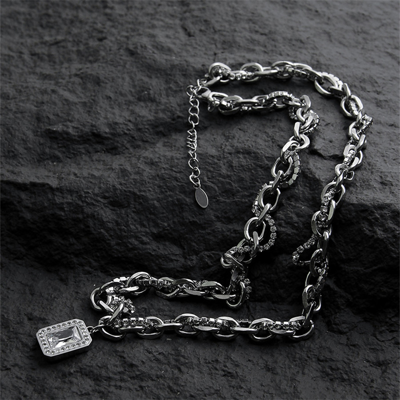 Hip Hop Niche Double-Layered Necklace Inlaid Zircon Tide Brand Men/Women's All-Match Wrapped Clavicle Chain Jewelry Accessories