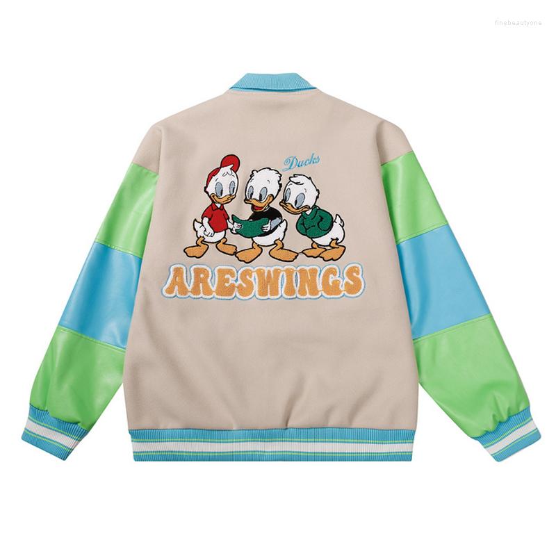 Men's Jackets Hip Hop Baseball Jacket Men Patchwork Thick Leather Sleeve Duck Embroidery Varsity College Fashion Streetwear Gothic Bomber, Khaki
Men's Jackets Hip Hop Baseball Jacket Men Patchwork Thick Leather Sleeve Duck Embroidery Varsity College Fashion Streetwear Gothic Bomber, Khaki