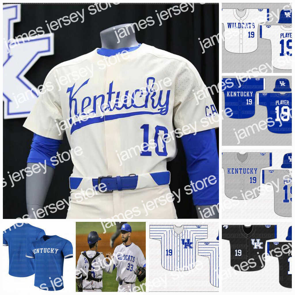 College Baseball Wears Mens Custom NCAA Kentucky Wildcats Baseball Jersey Zeke Lewis Justin Olson Brett Marshall Kyle Music Jake Thompson Austin Schultz UK Jersey