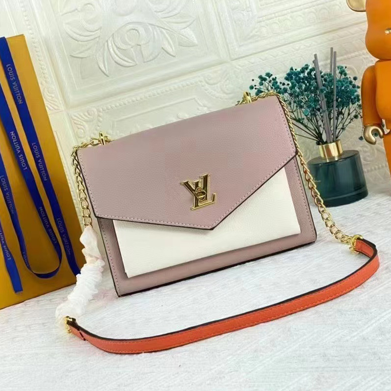 Dupe L V Mylockme BB Chain Handbag Envelope Crossbody Bags 22.5 x 17 x 5.5 cm With Cover Packaging Dust Opp Bag