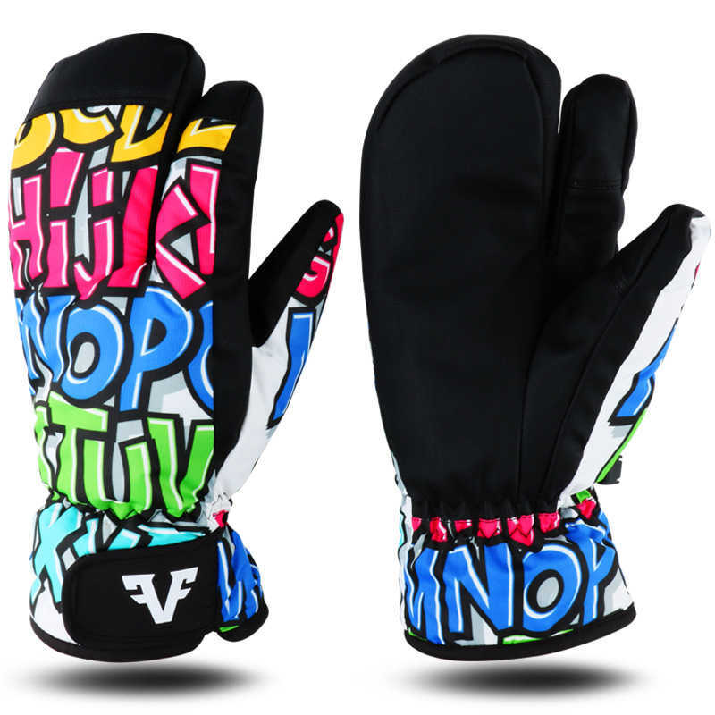 Ski Gloves Winter Warm Windproof Outdoor Sports Comfortable Men Women Snowboard Gloves 3 Finger Mittens Winter -30 Skiing gloves L221017
