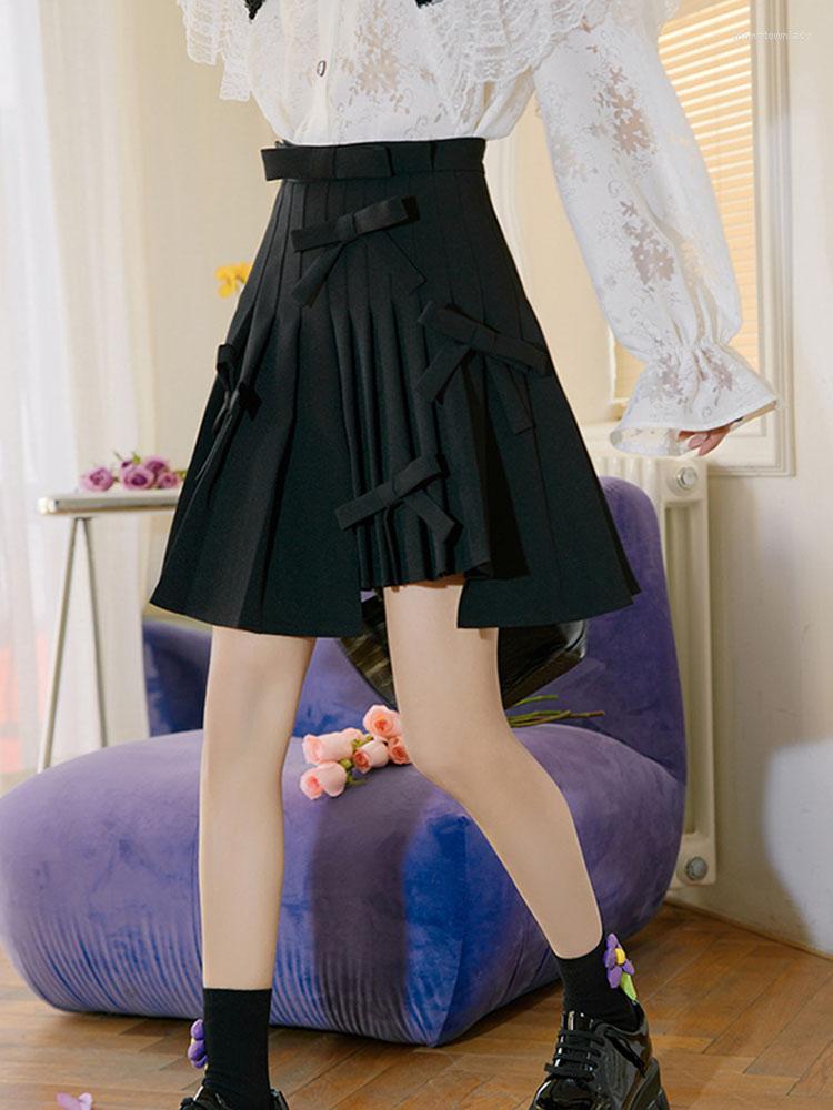 Skirts Women High Waist Skirt Harajuku Preppy Solid Mini A-Line Short Ladies Casual Bow Sweet Irregular Pleated Female, Black 
Skirts Women High Waist Skirt Harajuku Preppy Solid Mini A-Line Short Ladies Casual Bow Sweet Irregular Pleated Female, Black