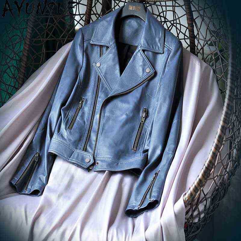 Ayunsue 100 Genuine Leather Jacket Women Motorcycle Sheepskin Jacket Female Short Leather Jackets Spring Autumn 2021 Mujer Chaqueta J220727, Blue
Ayunsue 100 Genuine Leather Jacket Women Motorcycle Sheepskin Jacket Female Short Leather Jackets Spring Autumn 2021 Mujer Chaqueta J220727, Blue