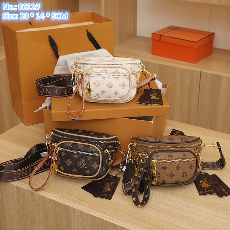 Wholesale ladies shoulder bags 3 colors everyday Joker multi-layer messenger bag simple retro printed handbag street trend geometric mobile phone coin purse