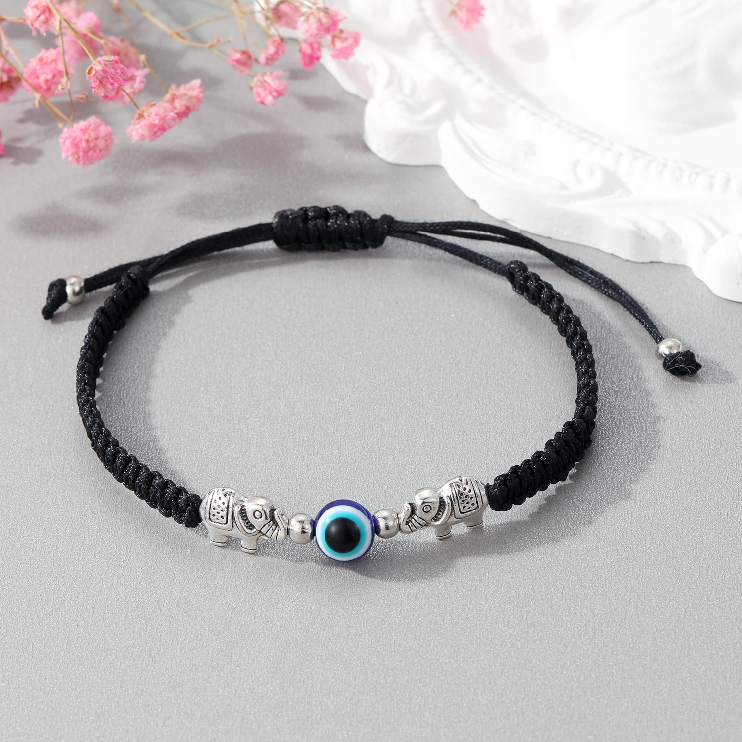 Blue Evil Eye Elephant Bracelets Women Men Lucky Handmade Red Braided String Adjustable Family Friendship Couple Bracelet