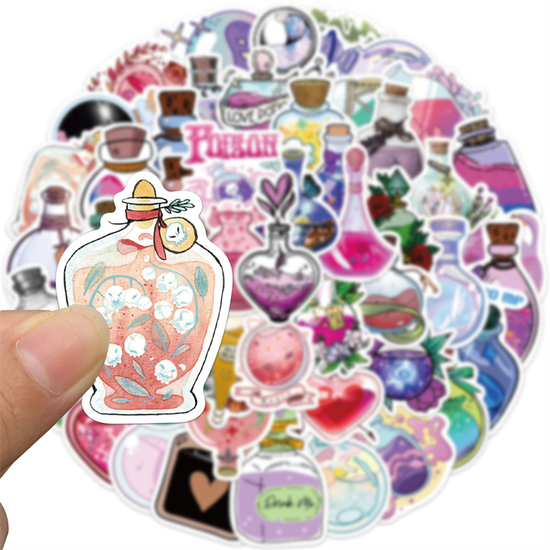 50Pcs cartoon potion bottle stickers Magic potion pharmacist Graffiti Kids Toy Skateboard car Motorcycle Bicycle Sticker Decals Wholesale