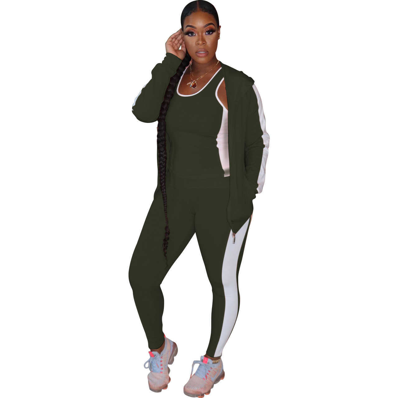 Womens tracksuit Sportswear Pants Tow Pieces Hoodie Legging Outfits Sports fashion casual solid color sports 3 piece suit